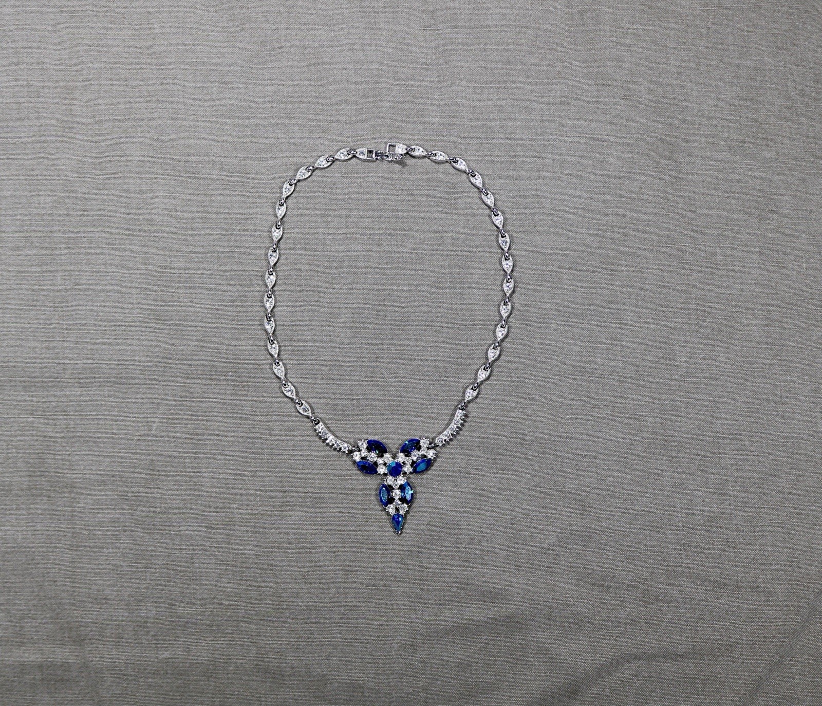 vintage Bogoff  Silver Tone Blue And Clear  Cryst… - image 1