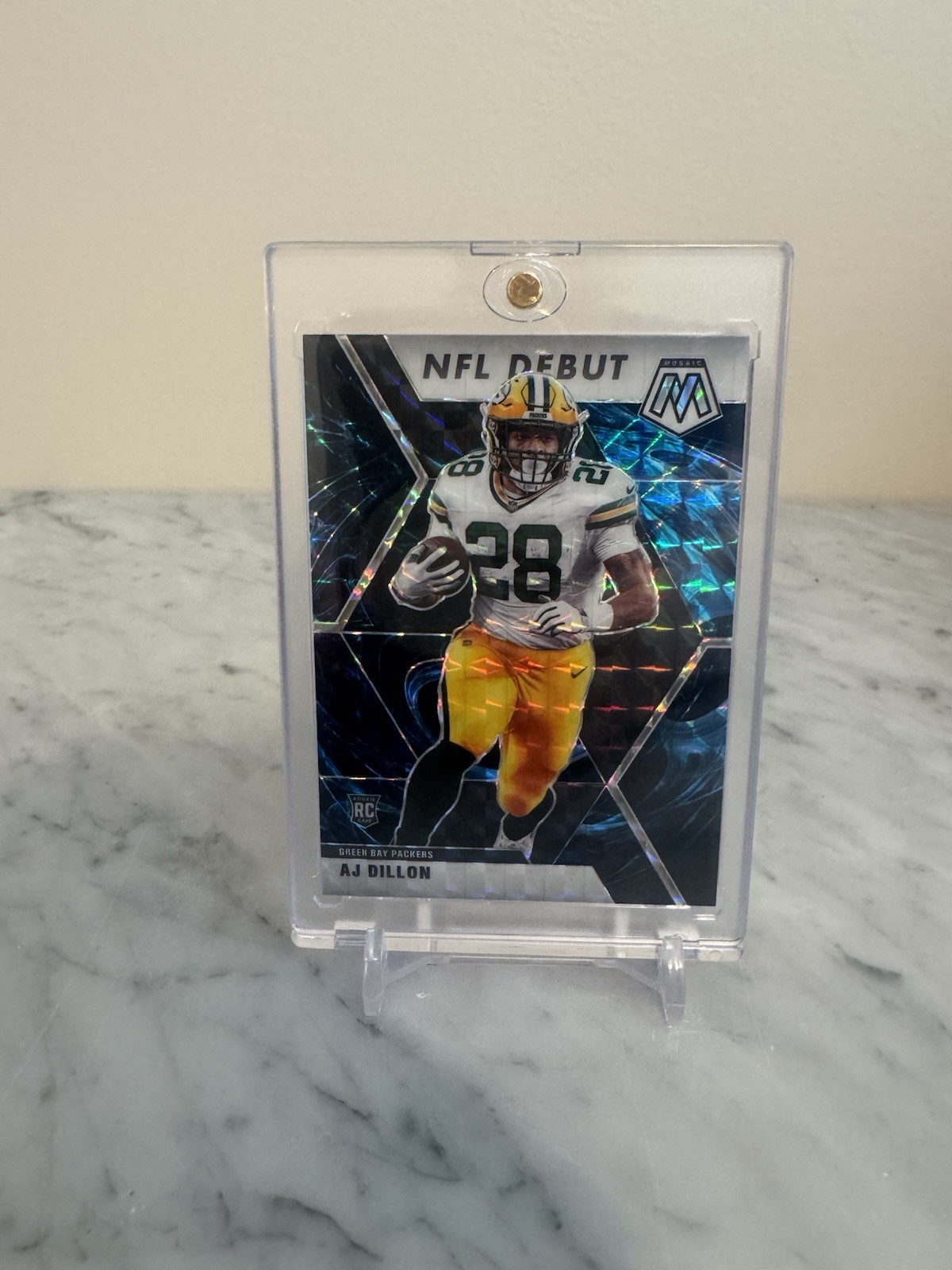 2020 Panini Mosaic Football #279 AJ Dillon Genesis CASE HIT Rookie RC Debut