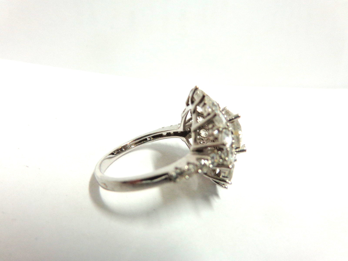 Sterling Silver Cz Ring Halo design sz 9/wgt5.8 grams/ 2ct rd center stone by R View 5
