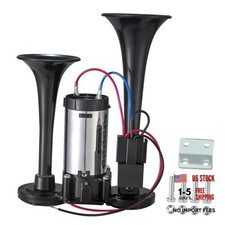 12V 120dB Air Horn Dual Trumpets, Super Loud Electric Train Horn Kit with