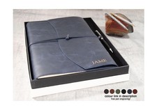 Amalfi A4 Italian Leather Refill Journal Set Navy Free Initial & Engraved Pen