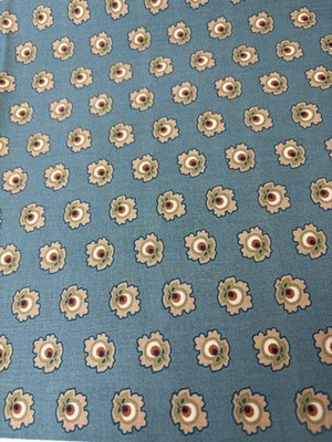 Marcus Fabrics 18''x44'' Cotton Quilting Fabric Vintage Floral Design 1852 Teal