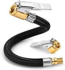 Upgraded 12" Air Hose for Tires with Brass Locking Quick Chuck, High Pressure Ai