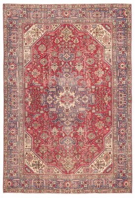 Traditional Vintage Hand-Knotted Area Rug 6'7'' x 9'7'' Oriental Wool Carpet