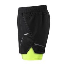 T- 2-In-1 Men Running Shorts With Zipper Pockets Quick Dry Exercise Shorts For
