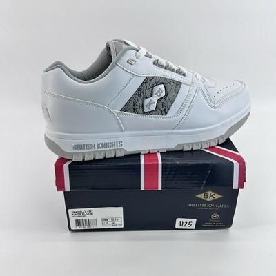 White Minimalist Streetwear Skate Sneakers Mens 12  British Knights BK Kings Low