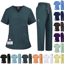 Women Doctor Uniform Tops Shirts Pants Nurse Dentist Medical Scrub Quick Dry Set