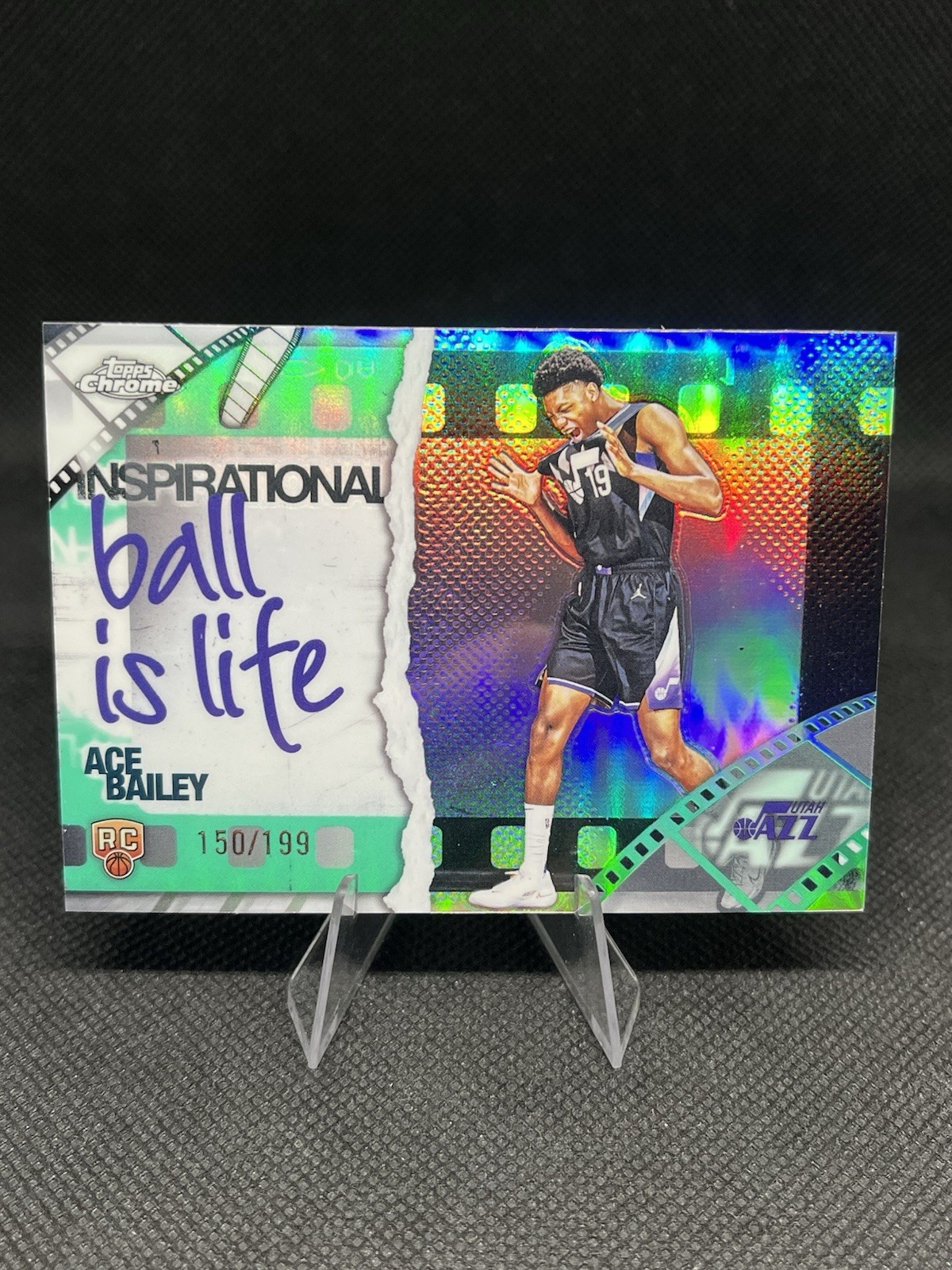 2025-26 Topps Chrome Ace Bailey Inspirational ball Is life Aqua /199 RC Jazz