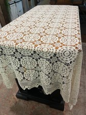 Handmade Vintage Lace Tablecloth Rectangle cream 84x58