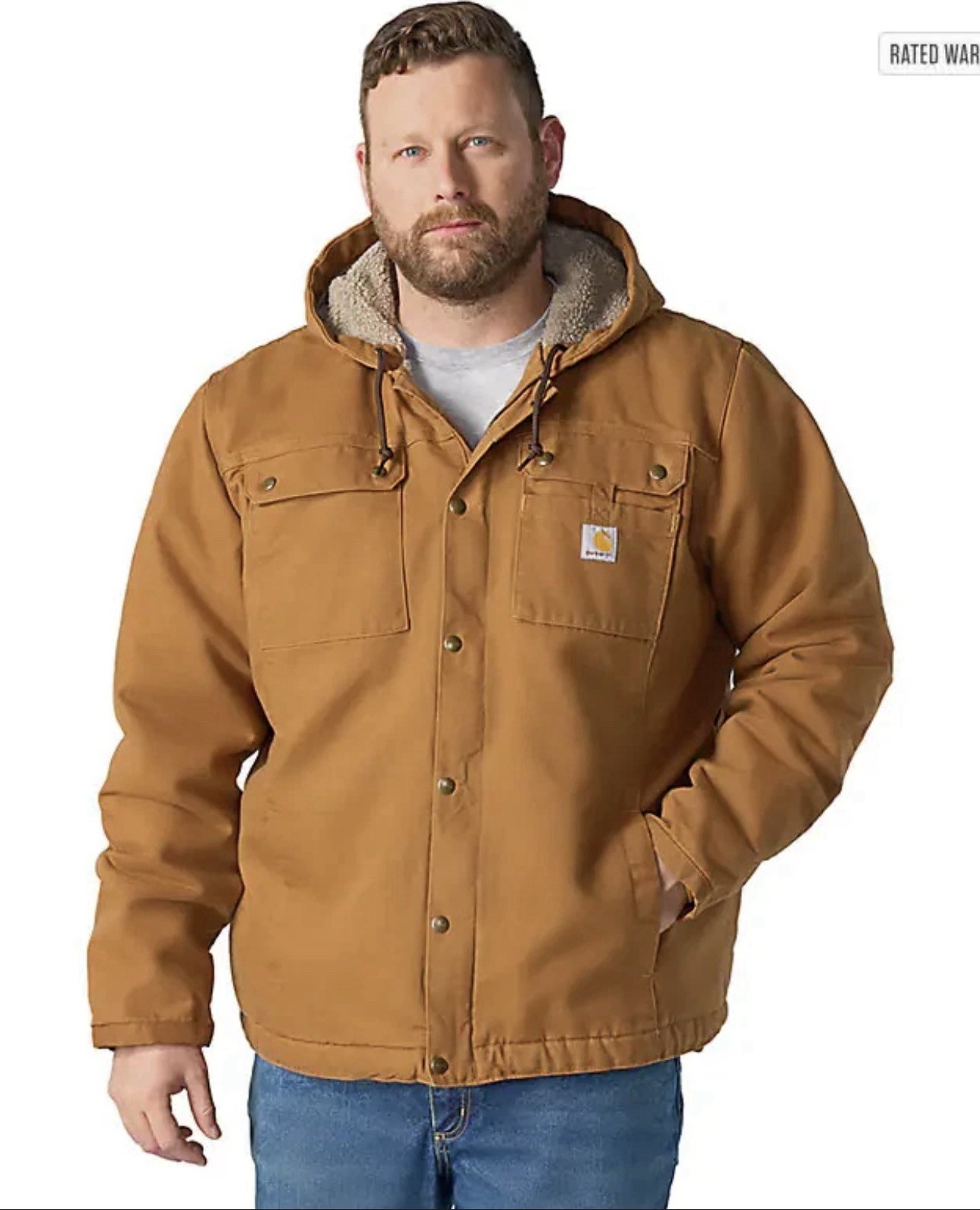 Carhartt Men's Brown Canvas Hooded Full Zip Work Jacket, Size S, Regular Fit - second product detail image