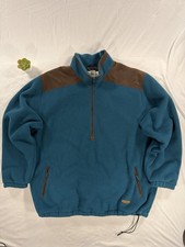 VTG LL Bean Fleece Jacket Half Zip Men’s XXLT Teal / Brown USA Made Outdoor Pull