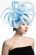 ORIDOOR Women Fascinator Flower Feathers Hat Tea Party for One Size A Sky Blue