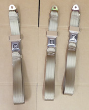 New Set Of 3 Gm Logo Push Button Lap Seat Belts Tan Beige Chevy Truck Bench Seat