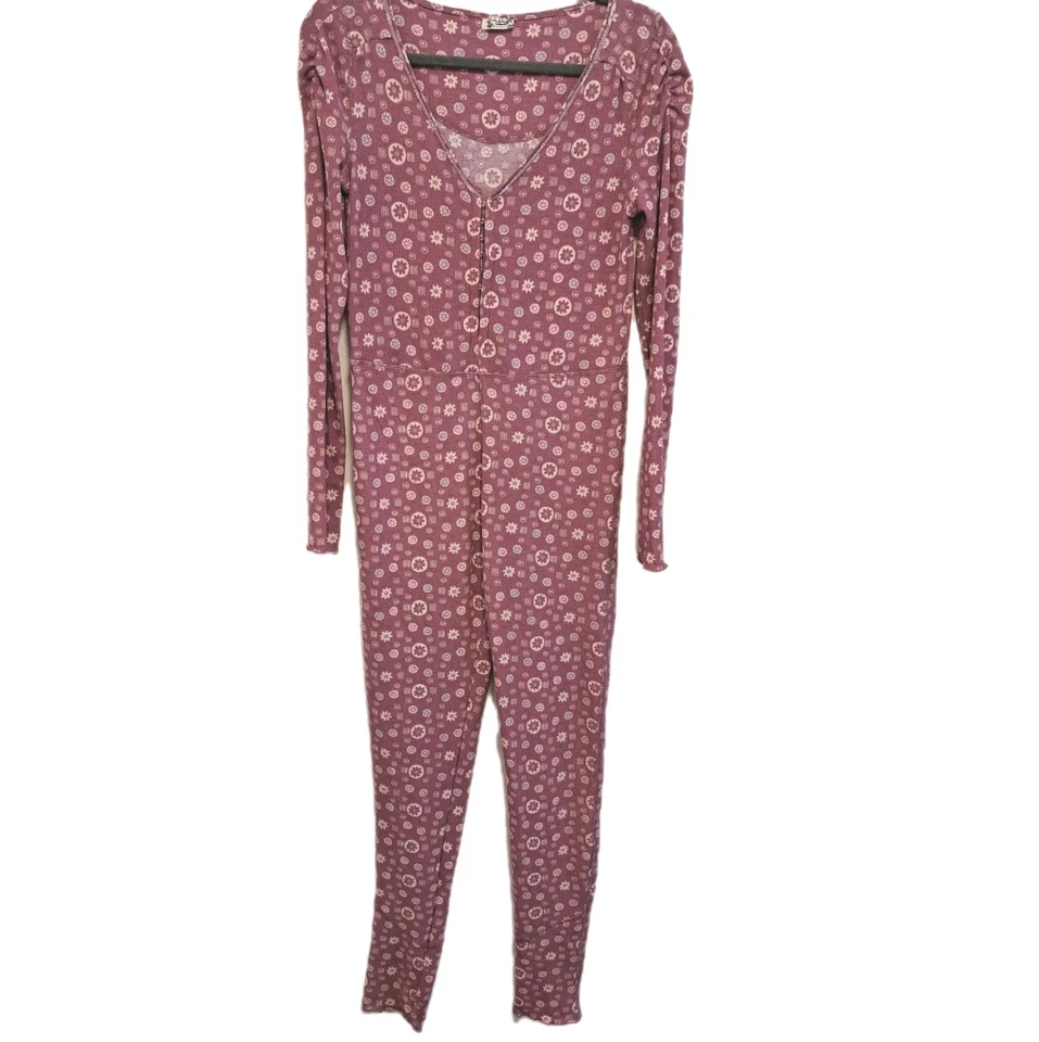 Pijama Free People Home Alone Long Johns Rosa Feminino Tamanho XS Cottagecore - Imagem 3 de 4