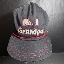 No. 1 Grandpa Vintage Black Trucker Hat Old School Snapback Made In USA