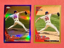 COLE HAMELS 2010 Topps CHROME PURPLE REFRACTOR /599 and 2010 Topps GOLD /2010