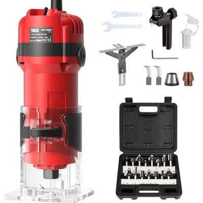 Wood Router Metal 800W 31000 RPM Hand Trim Kit with Bits Edge Guide Dust Hood