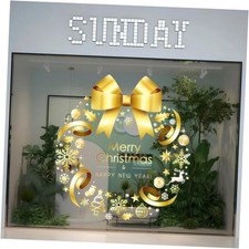 XL Winter Gold Wreath Clings for Window Whole Large Xmas Wreath Xmas Wreath-01