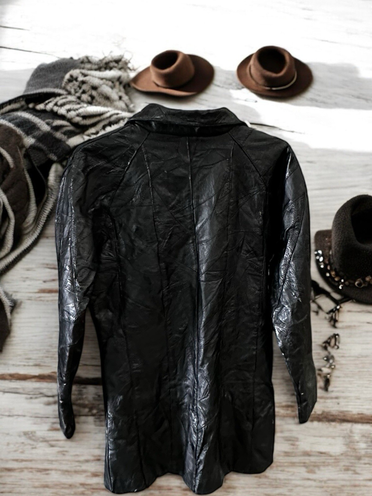 Vintage Cellini 100% Patchwork Black Leather Butt… - image 7