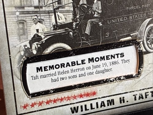 Tarjeta de matrimonio 2008 Upper Deck William H. Taft #145 1/1 - Imagen 3 de 4