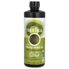 Nutiva Organic Hemp Oil Cold Pressed 24 fl oz 710 ml BPA-Free, Dairy-Free,