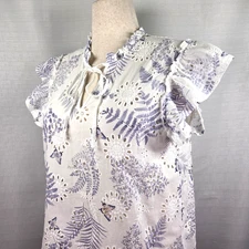 Solitaire Top Women's M Short Sleeve Floral Butterfly Eyelet Cottagecore Fairy