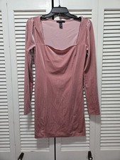 NWT Forever 21 Perfect Little Pink Velvet Work Play Stylish Ruched Mini Dress