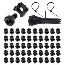 50 PCS M6 x 16mm Rack Mount Cage Nuts Black Server Screws Square Washers
