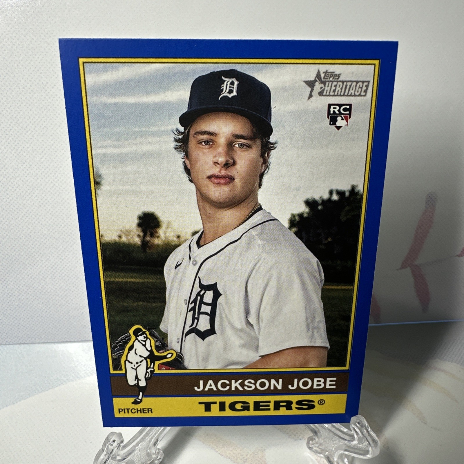 2025 Topps Heritage Jackson Jobe Dark Blue Border (RC) #389 Detroit Tigers
