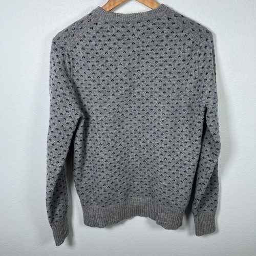 J Crew Mens Birdseye Sweater Sz M Lambswool Gray Blue Classic Heavyweight Casual - Picture 3 of 11