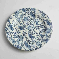 Vintage Churchill Blue Peony Dinner Plate 10 3/8" Blue & White Floral Roses