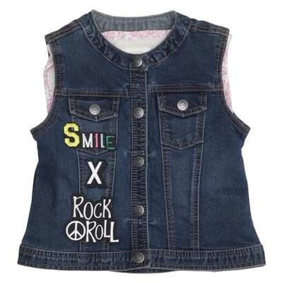 Tex Collection, Jeansweste, Größe: 92, Blau/Weiß, Print, Denim, Mädchen #bFC