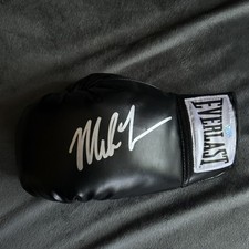 Autographed/Signed MIKE TYSON Black Everlast Boxing Glove Athlete Hologram COA