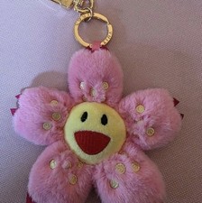 Pink Flower Bag Charm Keychain