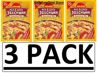 3 PACK - SunBird Hot & Spicy Szechwan Seasoning Mix, 0.75 oz (Total 2.25 oz)
