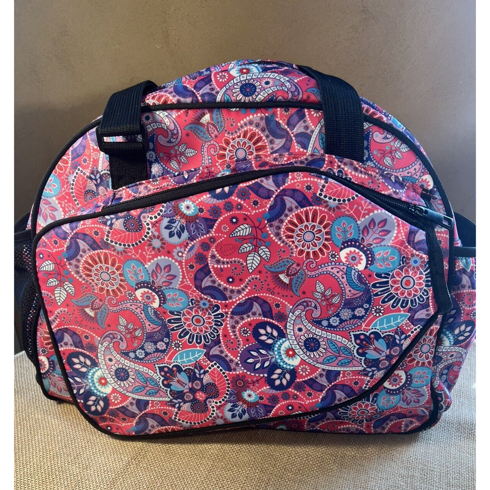 Pickleball Bag-Boulder Bee Brand- Women's Pink Purple Paisley Nylon Tote Bag