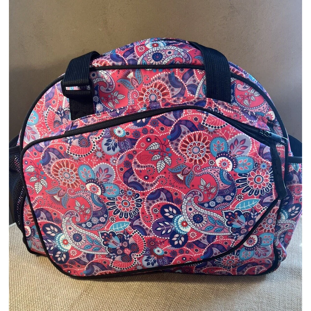 Pickleball Bag-Boulder Bee Brand- Women's Pink Purple Paisley Nylon Tote Bag