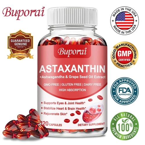Astaxanthin 24mg - Grape Seed Oil, Ashwagandha, Anti-aging,Cardiovascular Health