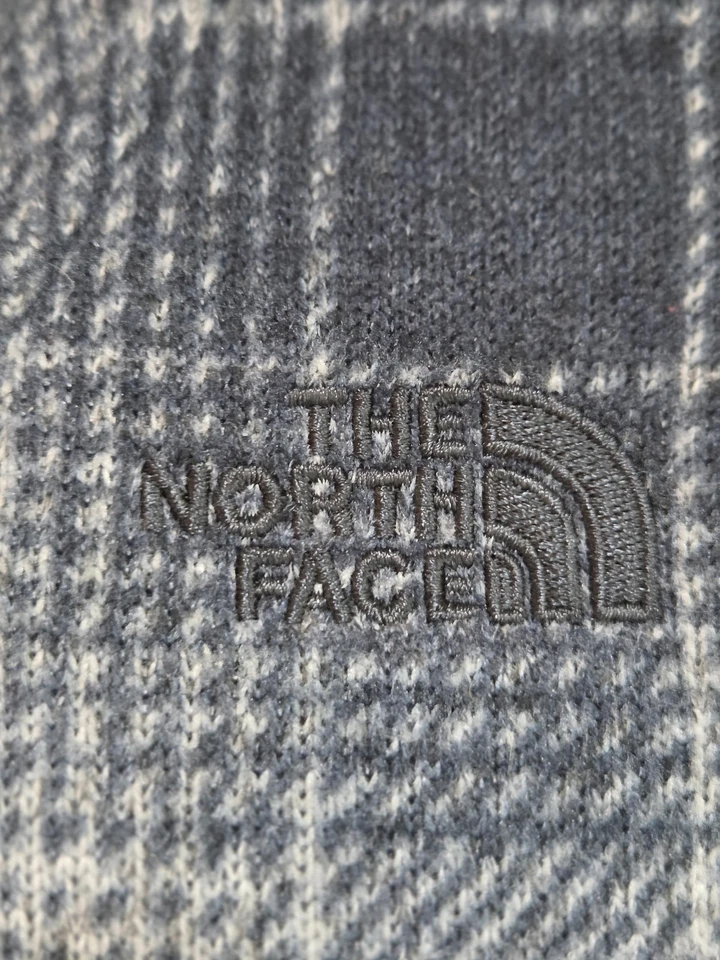 Pullover North Face para mujer gris medio a cuadros con capucha polar suéter chaqueta cálido Foto 4 de 4