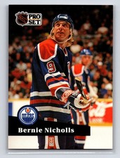 1991-92 Pro Set - Bernie Nicholls #386 Edmonton Oilers Hockey Card