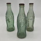 3 Vintage Green Coca-Cola Bottles – Classic Script Logo, 6" Tall
