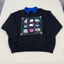 Gopher Sport VTG Grandma Sweatshirt Mock Neck 2X Grandmacore Apple Teacher Cat