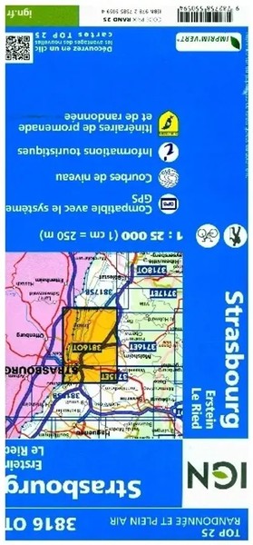 3816OT Strasbourg.Erstein.Le Ried (Land-)Karte FranzöSisch 2020 Ign-Frankreich-image