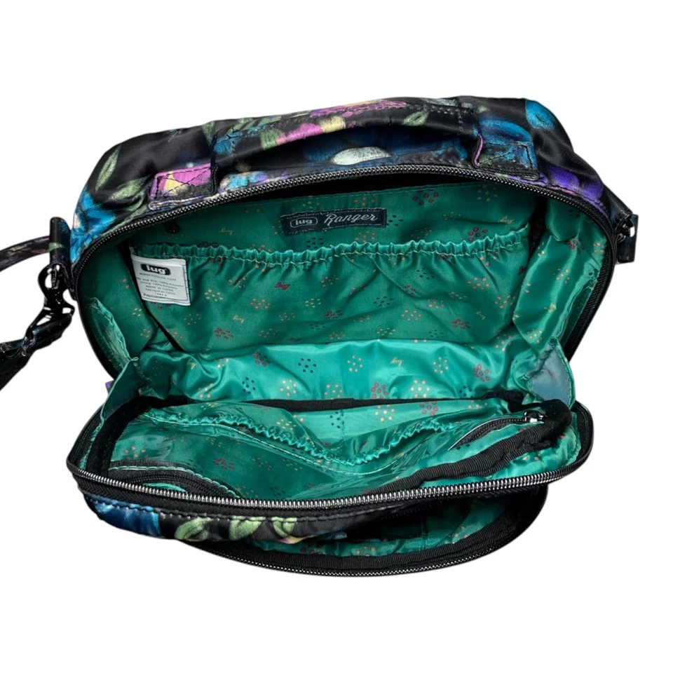 LUG Ranger Crossbody Shoulder Bag Bloom Black Floral RFID Blocking Front Quilted - Image 3 of 4