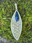 Sajen Sterling Silver Articulated Denim Lapis Basket Weave Leaf Pendant Earrings — photo 9