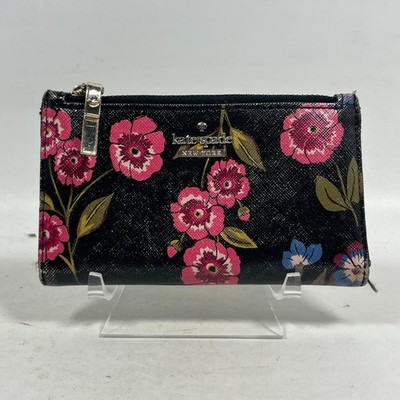 KATE SPADE Wallet Small Leather Cameron Street Meadow Lacey Bifold Black 