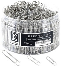 750 Paper Clips Assorted Sizes Small, Medium and Large Paper Clips for Paperw...