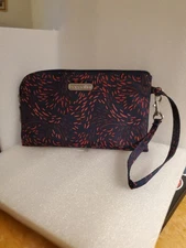 Baggalini Red Pattern wristlet Or Wallet Pouch RFID Excellent 