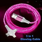 3 in 1 Red LED USB Cable Charging Cable Multi Charger iPhone Lightening Type C