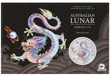 2024 Australia Brisbane Money Expo ANDA WHITE Dragon 1 oz Silver In CARD